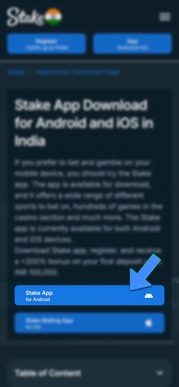 Hit the download button and start your game in the Stake Android app now.